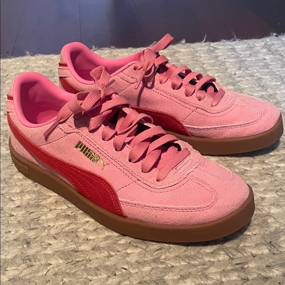 Puma Pink and Red Suede Sneakers